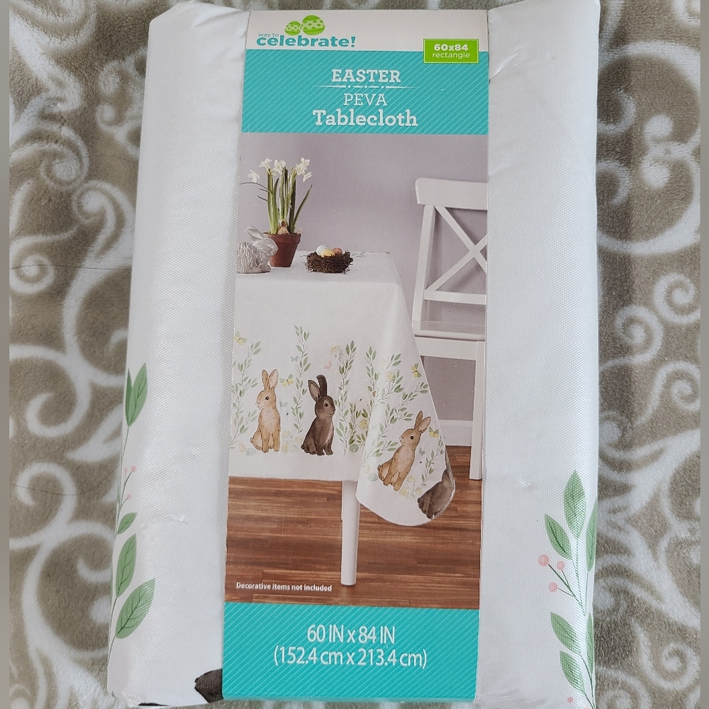 WAY TO CELEBRATE Rectangle Easter Peva Tablecloth - Picture 1 of 5
